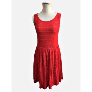 Anthropologie Postage Stamp Sunstream sleeveless dress, red open knit, size S